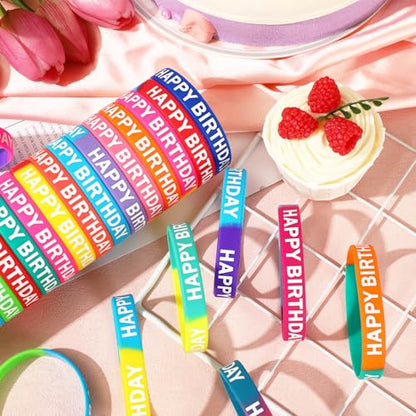 JUNEBRUSHS 42pcs Happy Birthday Silicone Bracelets Classroom Reward Gifts - style: Happy Birthday Style