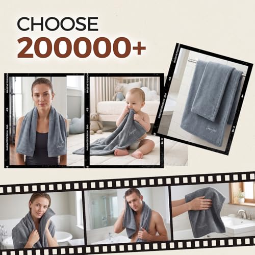 REDKISS Gray Hand Towels, Soft & Absorbent 100% Cotton for Bathroom, Kitchen & Guest Use, 14" x 31", 2-Pack - color: Gray