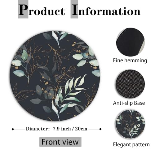 Dark Sage Green Eucalyptus Botanical Mouse Pad for Desk,Dark Cottagecore Plant Floral Mousepads for Wireless Mouse Computers Laptop Home Office Supplies Accessories,Floral Plant Mouse Pad,7.9x7.9 Inch - color: color 14