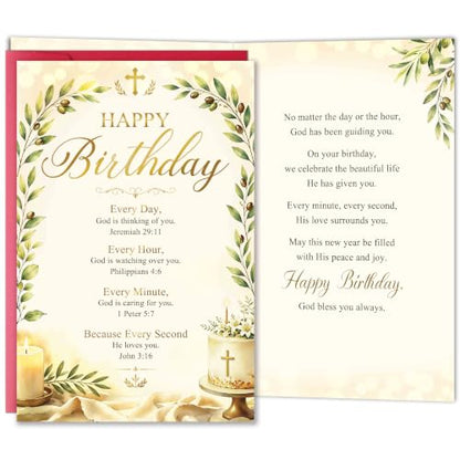 Religious Birthday Card with Bible Verses, Christian Birthday Card for Women Men, Faith Based Happy Bday Greeting Cards Gift - color: Christian Bday