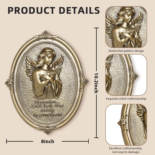 YHSOLAR Angel Vintage Wall Art Memorial Gifts with Relief Wings - color: Angel Blessing