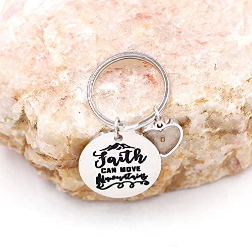 Uloveido Stainless Steel Faith Cross Keychain & Jesus Loves Me Christian Keyring Mustard Seed Charms Religious Jewelry - style: Faith Can Move-heart