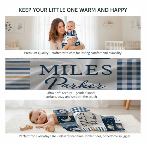 Personalized Space Baby Blanket, Custom Galaxy Baby Blanket - color: Blue #13