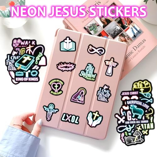 50 Pcs Glow in The Dark Neon Christ Bible Water Bottle Stickers - color: Luminescent-480kscp