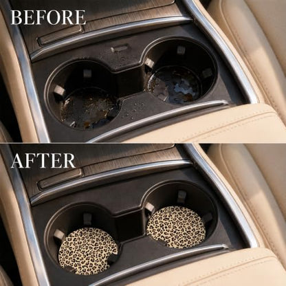 Car Coasters for Cup Holders, Leopard Print Car Coasters Set of 2, B08 - color: Cheetah