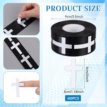 Faccito 600pcs Cross Stickers Crosses Christian Stickers, White - color: White