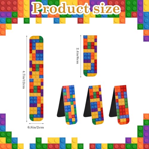 48 Pcs Magnetic Bookmark, Building Block Magnetic Bookmark Magnetic Page Markers Clips for Kids Students Teachers Reading Book Lovers Supplies Party Favors (3 Styles) - style: Building Block