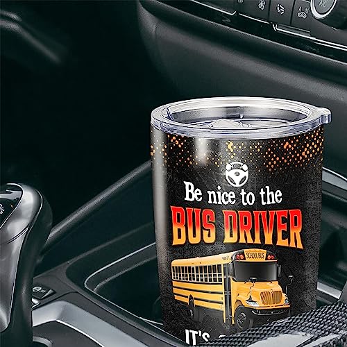 Personalized School Bus Driver Tumbler With Lid Custom Name Stainless Steel Tumblers 20oz 30oz Insulated CupFor Men Labor Fathers Day Christmas Birthday Appreciation Gifts - color: Bus