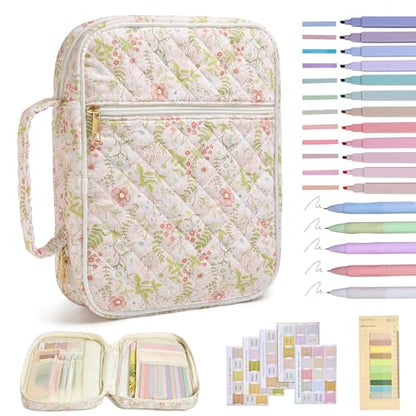 Bible Bag Cover Case for Women Study Supplies Kit Church Book Holder - color: Jungle Flowers