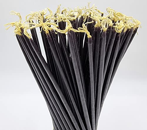 TALISMAN4U 50 Black Beeswax Taper Prayer Candles 11inch Holy Land Jerusalem - color: Black