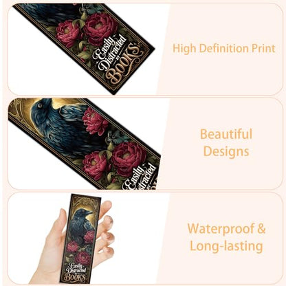 100PCS Dark Academia Bookmarks Bulk, Gothic Witchy Horror Book Marks for Reading, Paper Book Marker Clips for Women Men Halloween Christmas Book Club Gifts School Office Supplies - style: Dark Academia