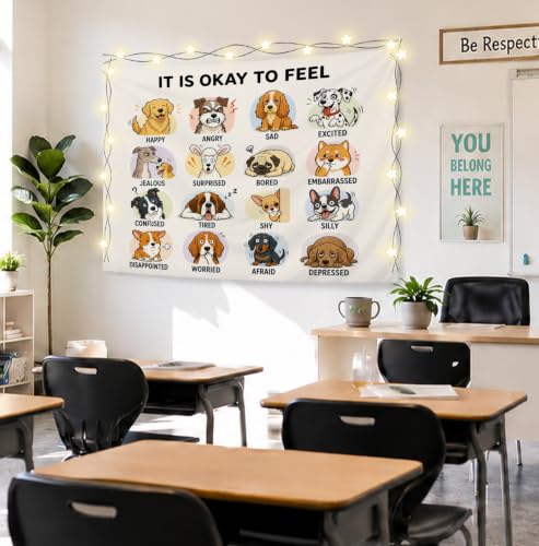 Elpwk Dog Feelings Emotions Mental Health Tapestry Wall Decor 50x60 Inch - color: Dog's emotions