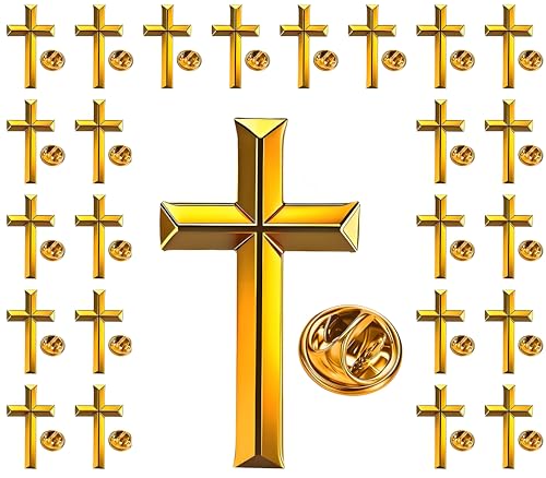 25/50/100 pieces small metal Gold-plated color Religious Christian Cross brooch pin enamel Chaplain Cross lapel pins funeral Church prayer bulk