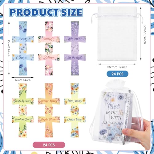 AmazingSpark 96 Pcs Christian Gifts Bulk for Women Include Magnetic Cross Bookmarks, Mini Bible Verse Notepads, Scripture Ballpoint Pens, Religious Small Notebooks Gifts Prizes Party Favor(Floral) - style: Floral