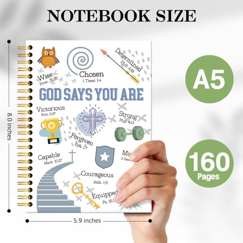 ERHACHAIJIA God Says You are Lined Spiral Notebook Gifts for Son Teen Boy - color: White-blue