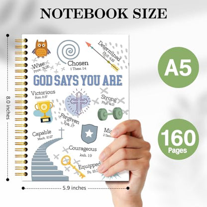 ERHACHAIJIA God Says You are Lined Spiral Notebook Gifts for Son Teen Boy - color: White-blue