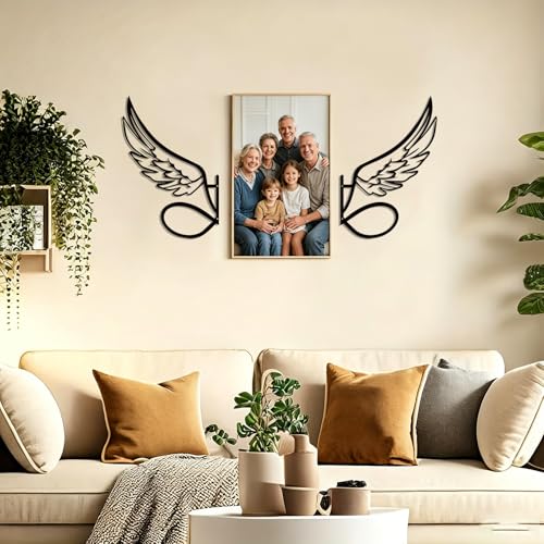 DUOOLN Angel Wings Metal Wall Decor Art, Abstract Butterfly Sculpture-Black - color: Black - Angel's Wings Large