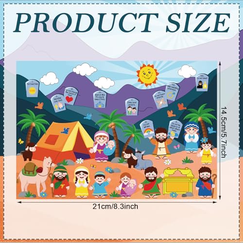 Sabary 24 Sets Ten Commandments Cards Stickers, DIY Religious Craft Kit - style: Ten Commandments