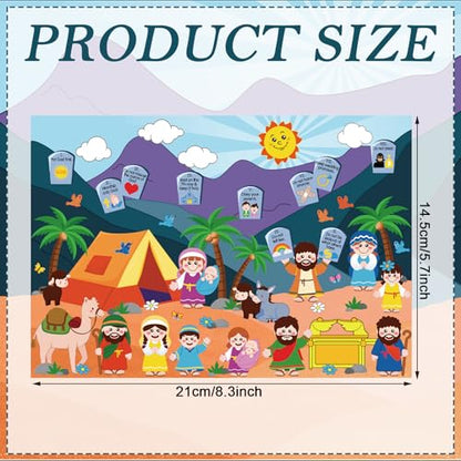 Sabary 24 Sets Ten Commandments Cards Stickers, DIY Religious Craft Kit - style: Ten Commandments