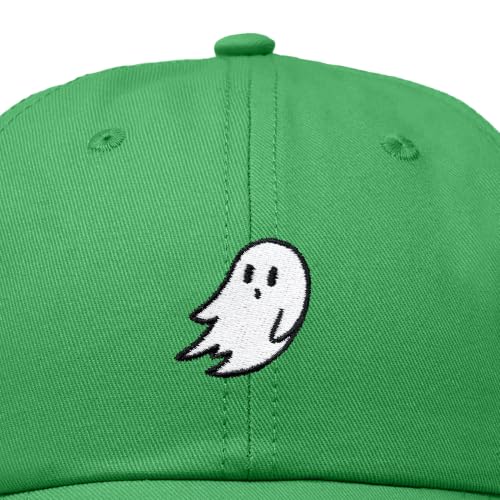 DALIX Ghost Embroidered Mens Womens Cotton Dad Hat Baseball Cap Adjustable - color: Kelly Green