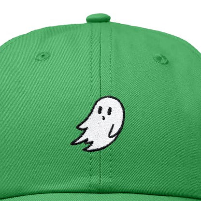 DALIX Ghost Embroidered Mens Womens Cotton Dad Hat Baseball Cap Adjustable - color: Kelly Green