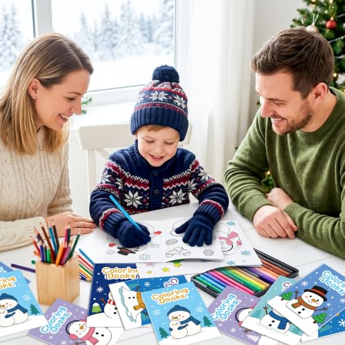 ANGOLIO Winter Snowman Coloring Books for Kids - 24 PCS Winter Party Favors - style: Art Deco