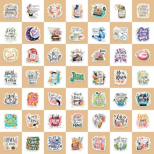 iGetooy 150 PCS Jesus Christian Stickers, Bible Verse Stickers, Cross Wisdom Words Decals Sticker for Water Bottles, Laptops, Journaling, Kids, Women, Men