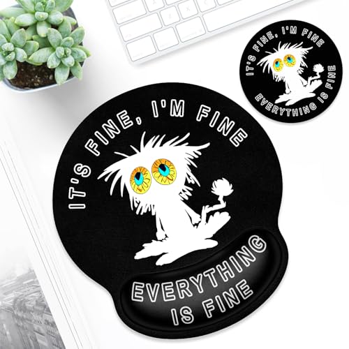 ITNRSIIET Ergonomic Mouse Pad with Wrist Support Wrist Rest Smooth Surface Non-Slip Rubber Base Comfortable Office Supplies Pain Relief, 9.8 x 9.1 inches, Funny Cat - color: Funny Cat
