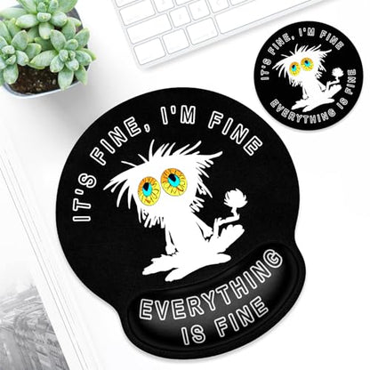 ITNRSIIET Ergonomic Mouse Pad with Wrist Support Wrist Rest Smooth Surface Non-Slip Rubber Base Comfortable Office Supplies Pain Relief, 9.8 x 9.1 inches, Funny Cat - color: Funny Cat