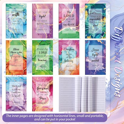 200 Pcs Christian Gift for Women Christian Accessories Include 50 Bible Verses Notebook 50 Church Bookmark 50 Ballpoint Pen Organza Bag Gift for Christmas Church Motivational (Marble) - style: Marble