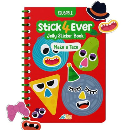 Stick4Ever Jelly Sticker Book® - for Kids - Waterproof, Easy to Clean Reusable Sticker Book for Toddlers- Reusable Road Trip Activities for Kids - Stocking Stuffers for Toddlers (Make A Face) - style: Make A Face
