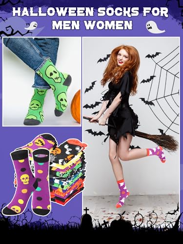 Ramede 48 Pairs Halloween Socks Bulk for Women Men Gifts Novelty