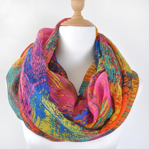 Jersey Knit Infinity Scarf Colorful Head Wrap for Travel - color: Color-b06