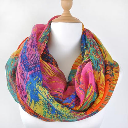Jersey Knit Infinity Scarf Colorful Head Wrap for Travel - color: Color-b06