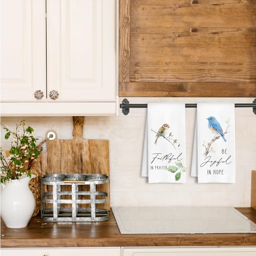 Christian Bird Botanical Kitchen Towels, Bible Verse Gifts Dish Tea Towels, Nature Bird Lovers Gifts Decorative Hand Towel for Bathroom Kitchen, 16x24 Inch Set of 4 - color: Bible Verse