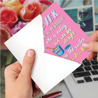 NobleWorks, Ice Cream Carton - Funny Women's Feel Better Card - Pink Get Well Soon Card for Wife, Mom, Women C3228FBG - style: Ice Cream Carton