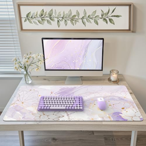 iCasso Desk Cover Mat, Extra Large Lotus Mouse Pad, Purple Lotus Leaf - color: Purple Lotus Leaf