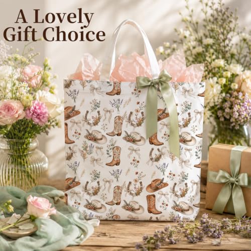 Western Cowgirl Canvas Tote Bag Cowgirl Gifts - color: Western Cowboy Theme 1
