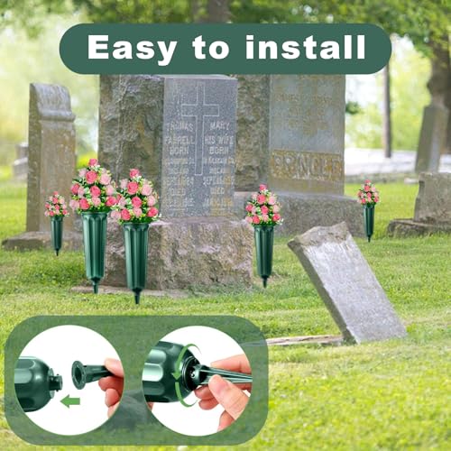 24 Pack Cemetery Vases for Grave Cemetery Vases with Spikes Flower Holder for Cemetery Cemetary Vase Grave Flower Holder Grave Flower Holder for Cemetery Green - color: Grass Green