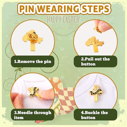 Kigeli 50 Pcs First Communion Religious Christian Cross Brooch Pin Bulk Gold First Communion Lily Cross Enamel Lapel Pin for Chaplain Church Services Catholic Schools Week