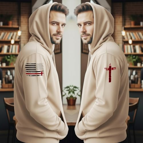 Custom Christian Hoodies for Men Women Faith Cross Jesus Hoodie Bible Religious Gifts Personalized Christmas - color: Sand, size: 3X-Large