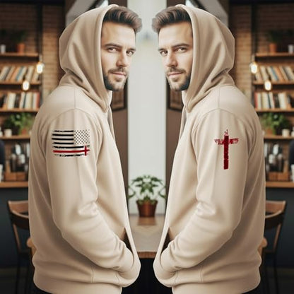 Custom Christian Hoodies for Men Women Faith Cross Jesus Hoodie Bible Religious Gifts Personalized Christmas - color: Sand, size: XX-Large