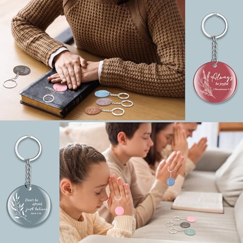 Janmercy 120 Pcs Acrylic Christian Keychain Bulk for Women - style: Netural Color