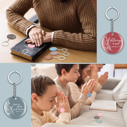 Janmercy 120 Pcs Acrylic Christian Keychain Bulk for Women - style: Netural Color