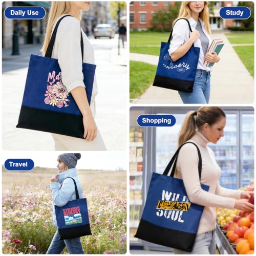 Canvas Tote Bag with Zipper, Halloween Trick or Treat Bags for Kids Bulk - color: [A1] Blue / Black