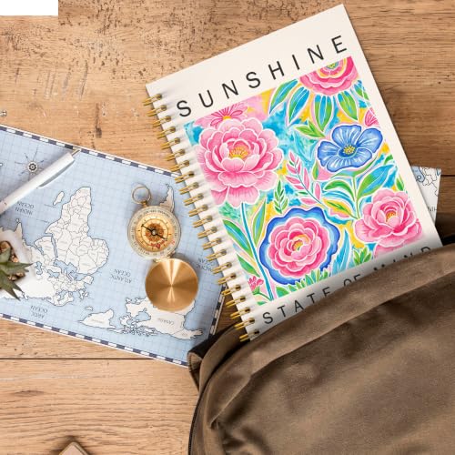 JMICTUB Colorful Floral Summer Beach Spiral Notebook 5.5x8.3, Sunshine State of Mind Flower Hardcover Lined Journal - color: Spiral notebook-07