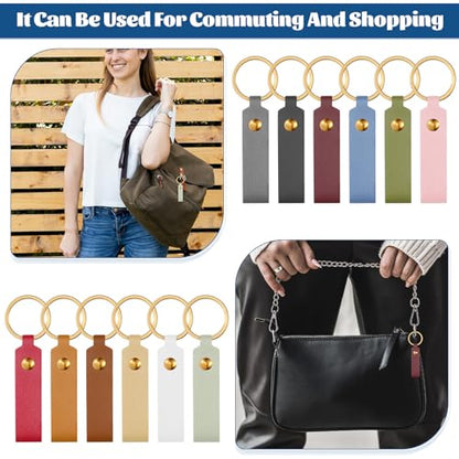 120 PCS PU Leather Keychain Blanks Bulk with Key Rings, Leather Key Fob Kit - color: 100 pcs