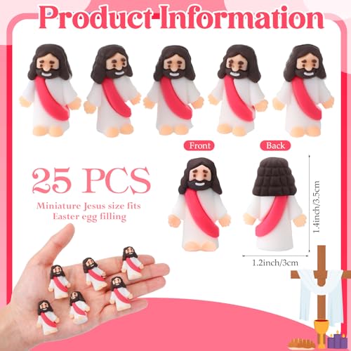 Bememo 25Pcs Mini Jesus Figure for Religious Favor,Rose Red - color: Rose Red