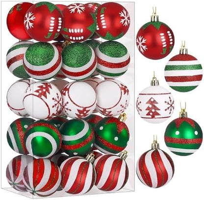 SHareconn 30ct 2.36 Inch Christmas Tree Balls Ornaments,Red and Green White - color: Red and Green White, size: 2.36 inch