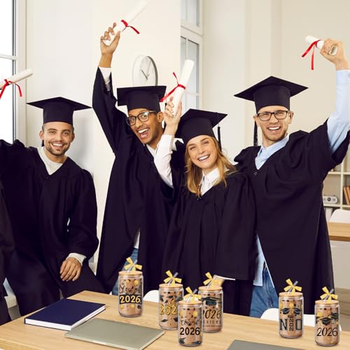 SiliFine 6 Pcs Graduation Glass Cups, 16 oz with Lids and Straws - style: Graduation